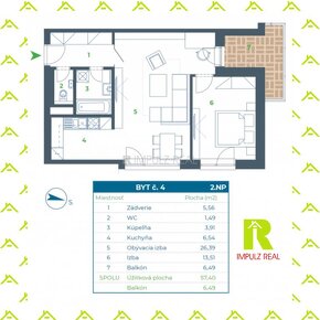 2i, OV, novostavba, LORINČÍK HÁJE, 57m2 + 6,5m2 balkón, skol - 10