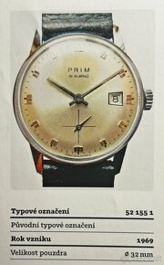 Československé Mechanické Retro Vintage hodinky PRIM Datum - 10