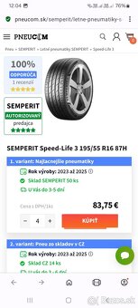 Predán letné pneumatiky Semperit 195/55r16 - 11