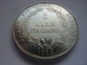 Vzácnejšia strieborná 5 Lire 1848 M - revolučná - 11