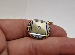 Art Deco zlatý medailon 0,065ct ✨✨✨ - 11