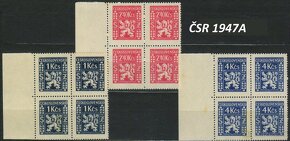 Poštové známky, filatelia: ČSSR 1945-58, čisté štvorbloky - 11