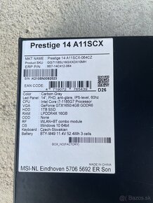 MSI Prestige 14 16gb RAM 1TB SSD intel i7 GTX 1650 - 11