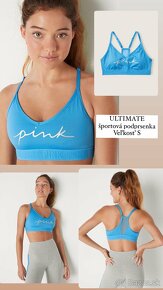 Victoria’s Secret PINK modra športová podprsenka XS S - 11