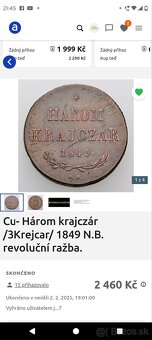 Zľava TOP HÁROM KREJCZÁR 1849 vzácnejší - 11