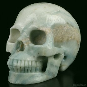 Svetlo modrá ručne vyrábaná lebka, Amazonit 1,37kg - 11