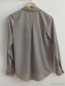 H&M Sivohnedá/hnedosivá/taupe šifónová blúzka XXS (32) - 11