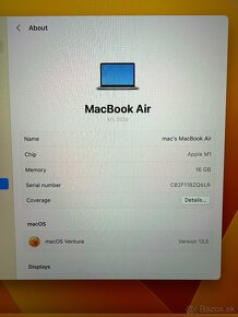 MacBook Air M1 16GB RAM dokonalý stav - 11