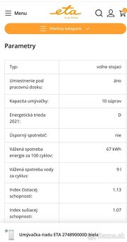 Umývačka riadu ETA 274890000D biela - 11