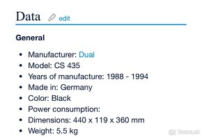 Dual CS 435-1 Plnoautomatický Gramofón s predzosilovačom - 11