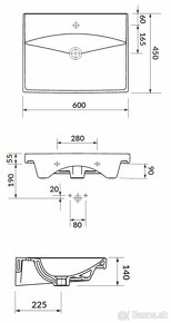 Umývadlo SAT Brevis 60x45 cm s otvorom uprostred SATBRE6045S - 11