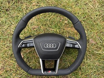 AUDI sportovy S volant kozeny zrezany perforovany - 11