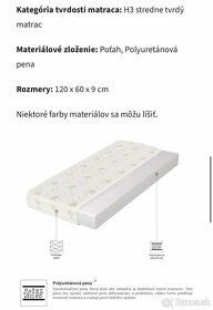 Polohovateľná postielka s kvalitným Matracom 120x60x9 - 11