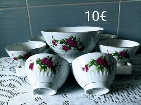 Porcelán - maslenička, koláčový set, misky - 11