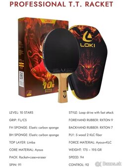 Profi Stolnotenisová Raketa LOKI DRAGON 10 STAR TOP Model - 11