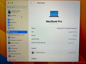 Predám macbook pro 14 M1 PRO 16GB 512 - 11