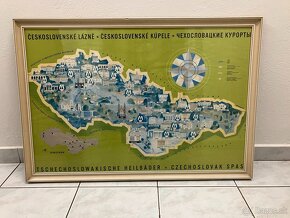 Československé kúpele ilustrovaná mapa 96 X 64 cm - 11