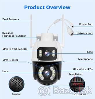 Vonkajšia bezpečnostná Wifi IP kamera 6MP 10 diód,355°,2 šoš - 11