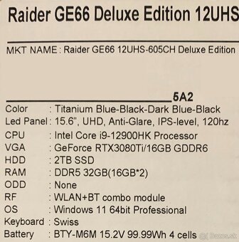 Herný notebook MSI Raider GE66 Deluxe Edition - 11