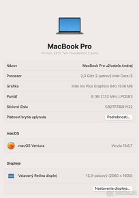 MacBook Pro 13" Retina, 128GB SSD, i5 2,3GHz, 8GB RAM - 11