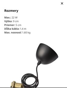 Predám závesnú lampu IKEA KALLFRONT + kábel JÄLLBY - 11