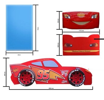 Detská posteľ auto McQUEEN 90 x 180 cm - 11