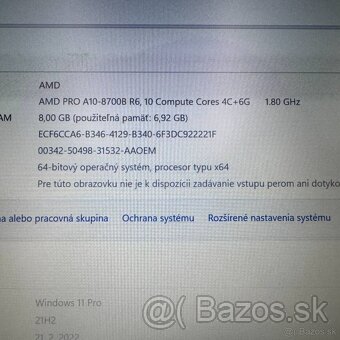 Notebook 14" HP.AMD PRO A10-8700B 4x1,80GHz.8gb ram.256g SS - 12