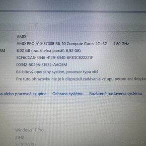 Notebook 14" HP.AMD PRO A10-8700B 4x1,80GHz.8gb ram.256gbSSD - 12