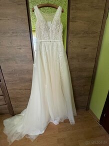 Predám svadobné šaty v Ivory farbe - 12