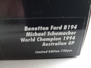 F1 BENETTON FORD B194 VÍTĚZ AUSTRÁLIE 1994 SCHUMACHER 1:18 - 12