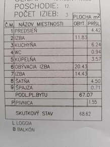 3 IZBOVÝ BYT, 68M2, BALKÓN+LODŽIA, NÁRODNÁ TRIEDA, KOŠICE-SE - 12