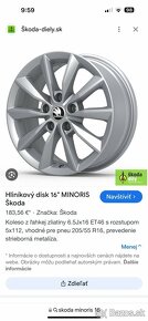 Komplet letnú sadu alu Škoda MINORIS - 5x112 205/55 R16. - 12