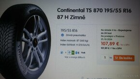 zimné 195/55 r16 Continental Winter TS 870 kúpa 2023 - 8 mm - 12