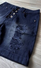 Rifľové šedé a modré krátke nohavice, M/L - 12