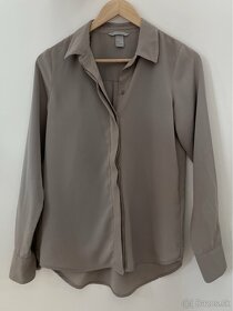 H&M Sivohnedá/hnedosivá/taupe šifónová blúzka XXS (32) - 12