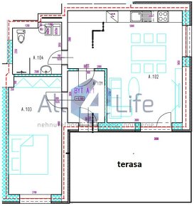 Na predaj 2iz. apartmánový byt 55,42m2 s 22,6m2 terasou - 12