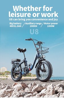 Výkonný mestský ebike Burchda 1000W,31.5Ah,45km/h,200km,nový - 12