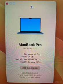 Predám macbook pro 14 M1 PRO 16GB 512 - 12