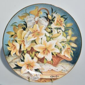 Zberateľské porcelánové taniere  - Kvety - 22 karát zlato - 12