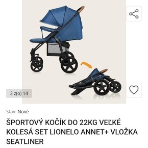 Kočík športový LIONELO ANNET  + VLOŽKA SEATLINER - 12