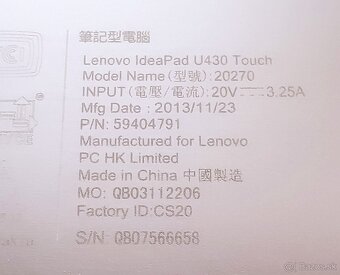 Lenovo Ideapd U430 Touch - 12