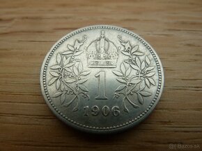 R-U Veľmi vzácna 1 koruna 1906 bz vo veľmi peknom stave - 12