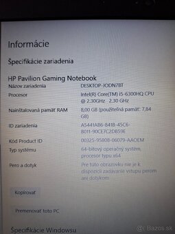 Predám notebook HP Pavilion Gaming 15-ak002nc - 12