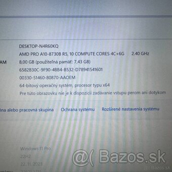 Notebook 14" HP.AMD PRO A10-8730B 4x2,40GHz.8gb ram.256gbSS - 12