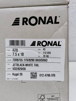 Ronal Alu disky R18 7,5X18 ET45 5X112 Cupra, Škoda, Vw - 13