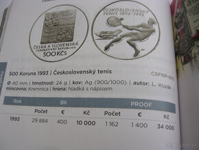 Ag 500 Kčs 1993 Československý tenis Proof len 1162 ks - 13