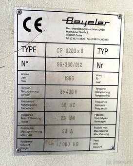 Hydraulické tabulové nůžky Beyeler CP 8200x6 mm - 13