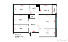 5 izbový byt BB / 97 m2 / SÁSOVÁ / STAROHORSKÁ / LOGGIA / - 13