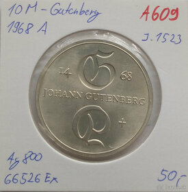 Pamatne mince DDR - 10 + 20 Marka striebro, nickel, - 13