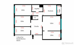 5 izbový byt BB / 97 m2 / SÁSOVÁ / STAROHORSKÁ / LOGGIA / - 13